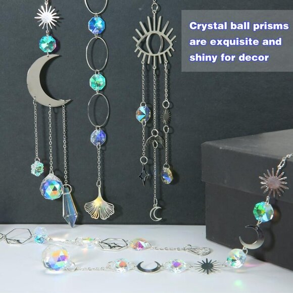 Sun Catchers, 10 Pcs Crystal Suncatcher Prism Hanging Kit with Chain Rainbow Mak - Picture 7 of 7